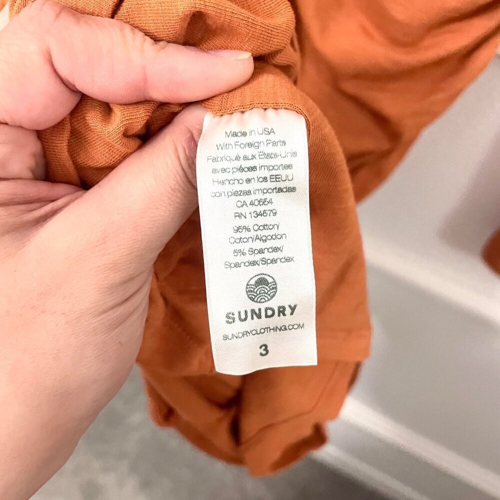 NWT Anthropologie Sundry Ruched Long Zleeve Dress Sienna Orange Size 3 - Picture 6 of 9